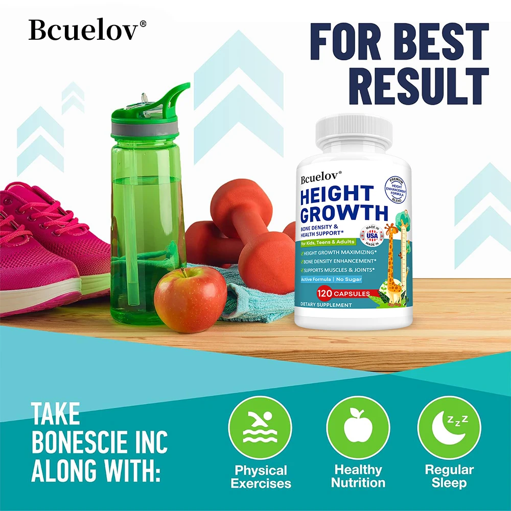 Natural Height Growth Capsules - Calcium Vitamin D3 Zinc, Bone Strengthening and Growth Promotion for Children, Teens and Adults
Natural Height Growth Capsules - Calcium Vitamin D3 Zinc, Bone Strengthening and Growth Promotion for Children, Teens and Adults