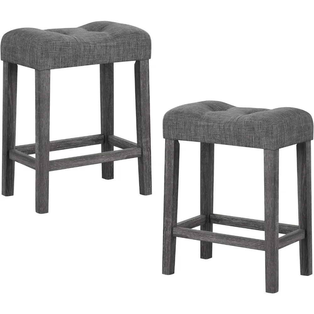 24" Bar Stools Set of 2, Backless Counter Height Saddle Bar Stools w/Padded Seat - Farmhouse Style w/Rubber Wood Legs & Linen Fa
24" Bar Stools Set of 2, Backless Counter Height Saddle Bar Stools w/Padded Seat - Farmhouse Style w/Rubber Wood Legs & Linen Fa