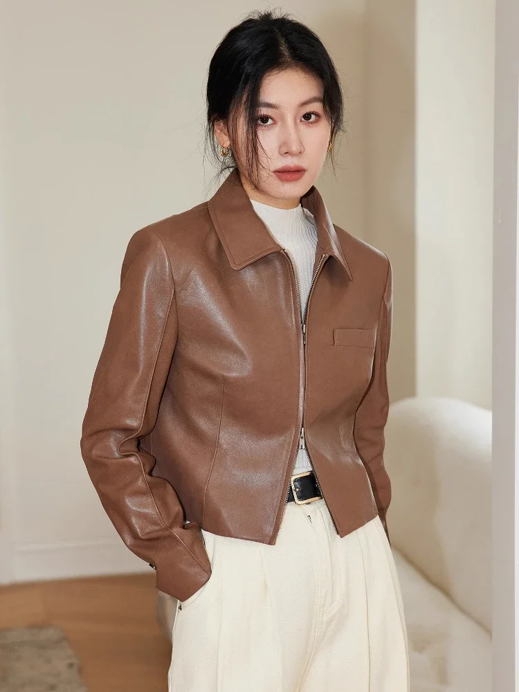 Retro Casual Genuine Leather Jackets for Women Spring Autumn 2026 New High-end Simple Slim Zipper Short Real Sheepskin Coat
Retro Casual Genuine Leather Jackets for Women Spring Autumn 2026 New High-end Simple Slim Zipper Short Real Sheepskin Coat