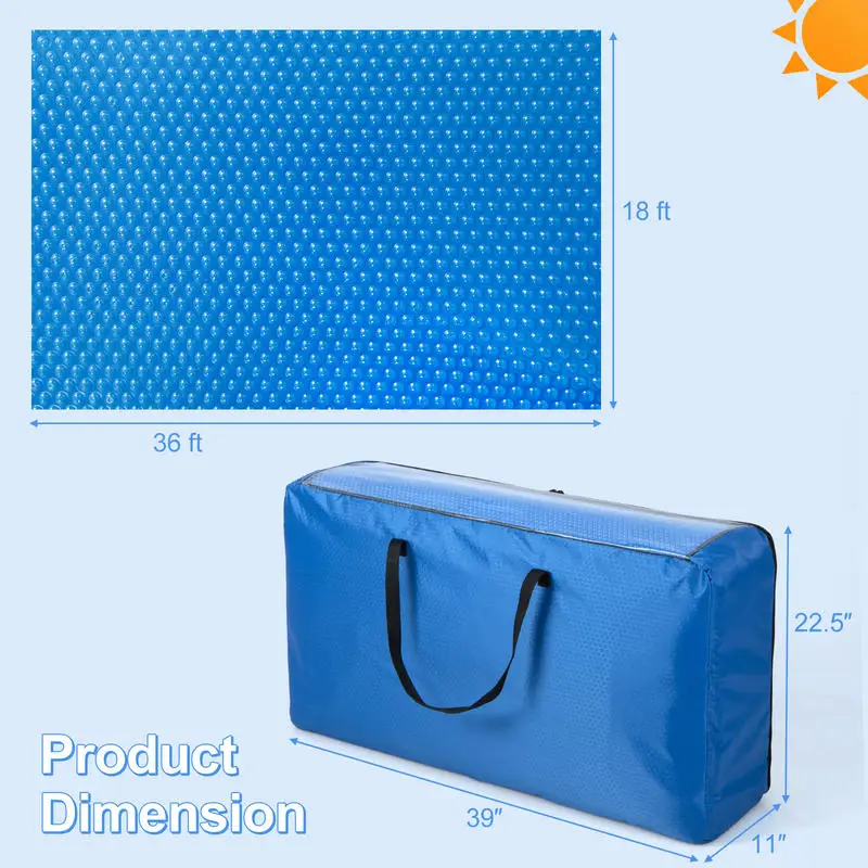 Rectangle Swimming Pool Cover 12-MIL Heat Retaining Pool Solar Blanket with Carrying Bag-36FT x 18FT
Rectangle Swimming Pool Cover 12-MIL Heat Retaining Pool Solar Blanket with Carrying Bag-36FT x 18FT