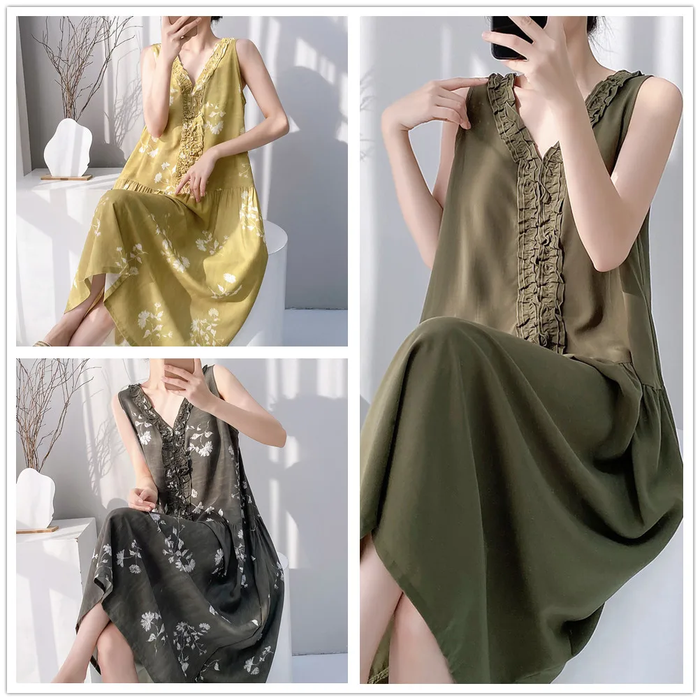 Women Sleeveless Nightgown Summer V-Neck Night Skirt Sexy Night Gown for Woman Soft Viscose Night Dress
Women Sleeveless Nightgown Summer V-Neck Night Skirt Sexy Night Gown for Woman Soft Viscose Night Dress