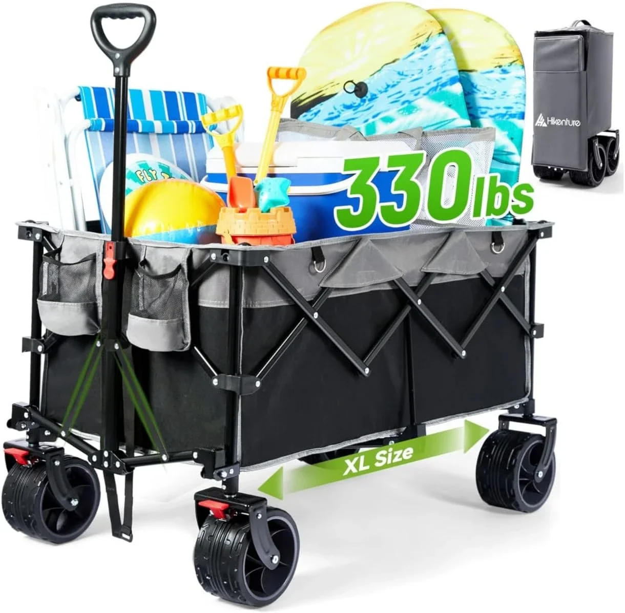 Collapsible Wagon Cart, 330lbs Capacity Beach Wagons with Big Wheels for Sand, Heavy Duty Foldable Cart with Brakes, Portable
Collapsible Wagon Cart, 330lbs Capacity Beach Wagons with Big Wheels for Sand, Heavy Duty Foldable Cart with Brakes, Portable