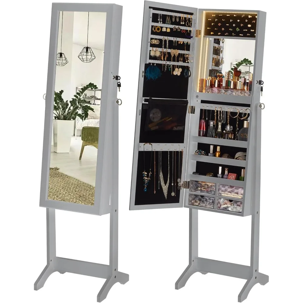 LUXFURNI LED Mirror Jewelry Cabinet Armoire, Freestanding Jewelry Storage Organizer with Full Length Mirror
LUXFURNI LED Mirror Jewelry Cabinet Armoire, Freestanding Jewelry Storage Organizer with Full Length Mirror