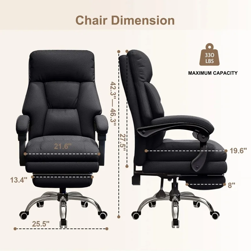 Ergonomic Executive Office Chair with Foot Rest, Comfortable Swivel Desk Chair, High Back Computer Gaming Chair
Ergonomic Executive Office Chair with Foot Rest, Comfortable Swivel Desk Chair, High Back Computer Gaming Chair