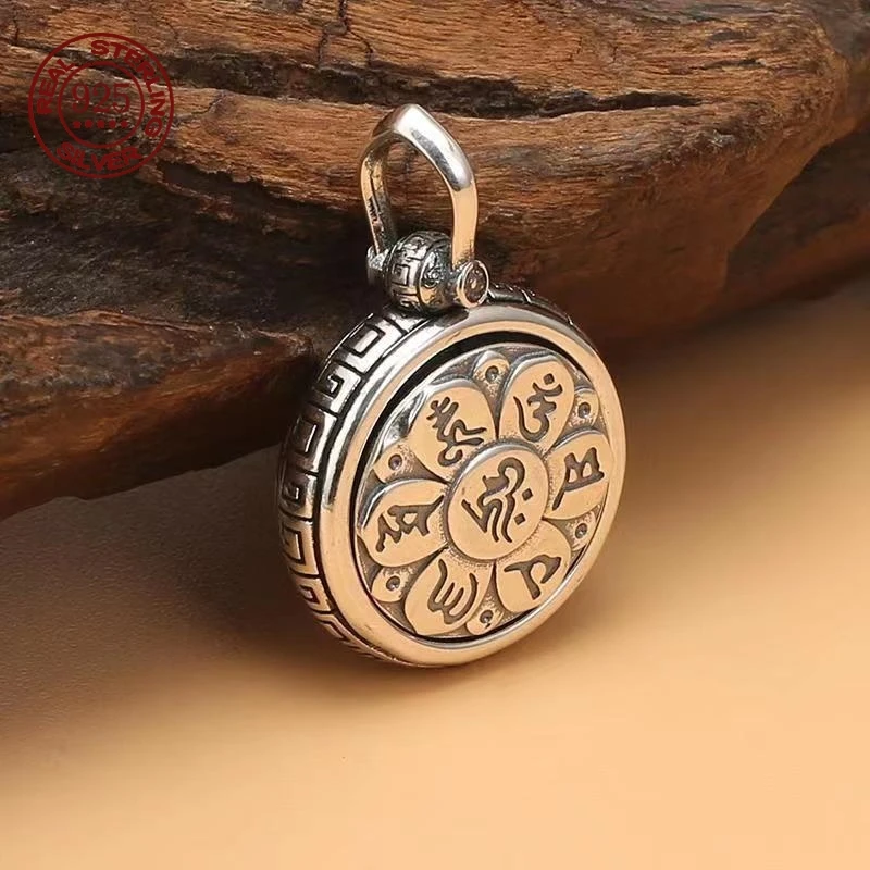 Simplicity Vintage S925 Silver Six-character Mantra Pendant for Man Retro Ethnic Style Turning Pattern Good Luck Jewelry Gift
Simplicity Vintage S925 Silver Six-character Mantra Pendant for Man Retro Ethnic Style Turning Pattern Good Luck Jewelry Gift