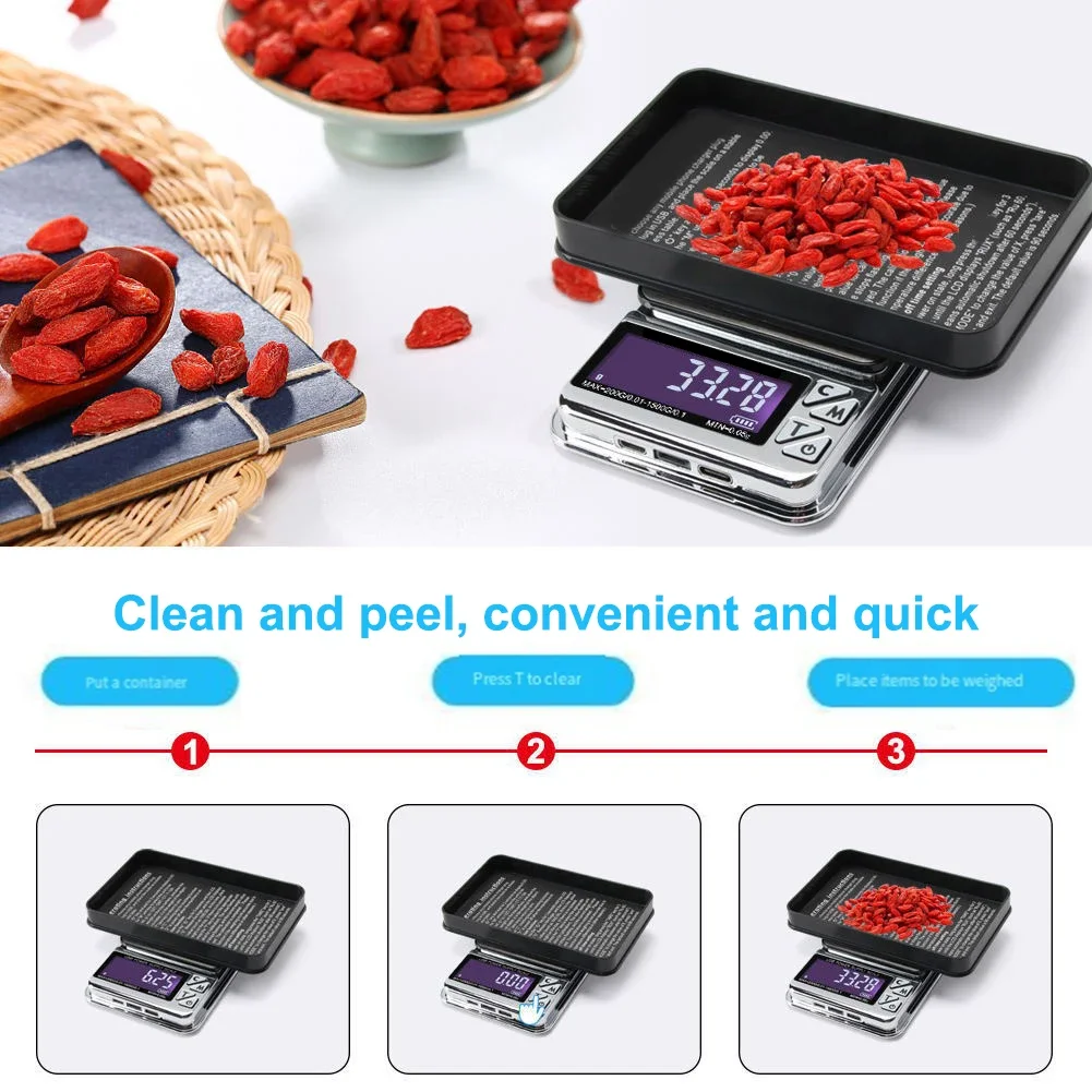 Accurate Jewelry Scale Mini Baking Scale Clear LCD Display Easy-to-Use Buttons Intuitive Operations Pocket Scale
Accurate Jewelry Scale Mini Baking Scale Clear LCD Display Easy-to-Use Buttons Intuitive Operations Pocket Scale
