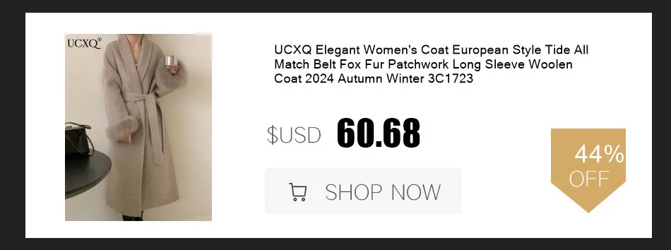 UCXQ Elegant OL Office Lady Overcoats Fur Patchwork Long Sleeve Woolen Coat Beautiful Women's Clothing Jacket Autumn 2025 Winter 26 Sd01689f2d05947be811abf6dd1979859h