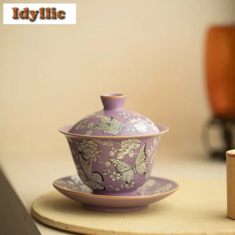 150 мл Ru Kiln Позолоченная серебряная бабочка Gaiwan Boutique Чайная вареница Чайная чаша с крышкой Набор Чайник Крышка Чаша Китайский чайный сервиз Ремесло
150 мл Ru Kiln Позолоченная серебряная бабочка Gaiwan Boutique Чайная вареница Чайная чаша с крышкой Набор Чайник Крышка Чаша Китайский чайный сервиз Ремесло