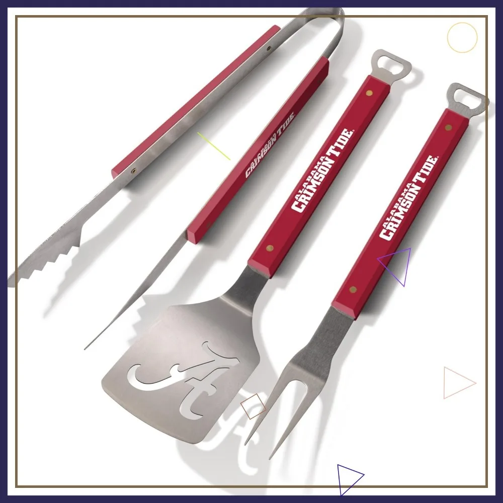 3-Piece BBQ Set with Laser-Cut Design, 22x9 Inches, Stainless Steel and Team-Colored Handles
3-Piece BBQ Set with Laser-Cut Design, 22x9 Inches, Stainless Steel and Team-Colored Handles