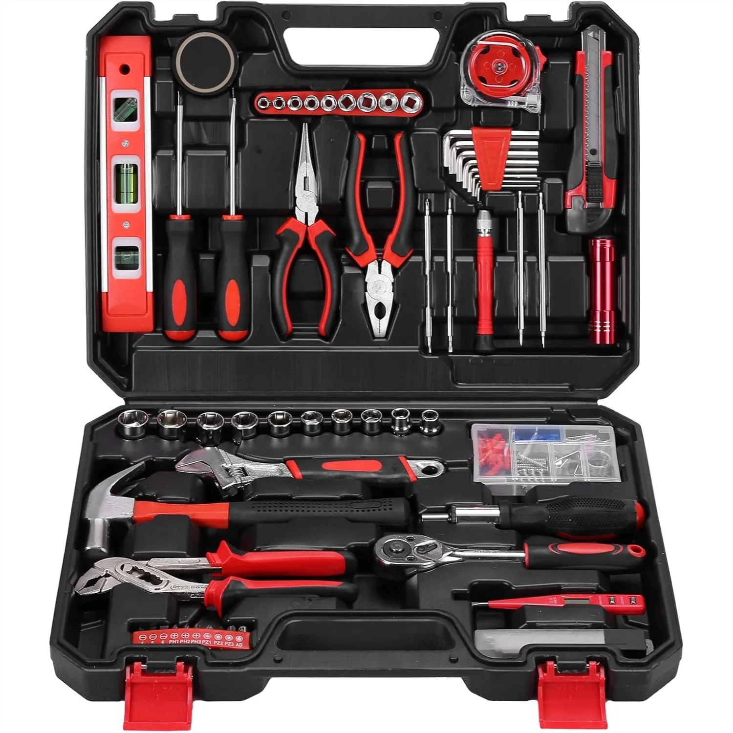 120 Piece Basic Tool Set General Household Hand Kit with Plastic Toolbox Storage Case for Men Women
120 Piece Basic Tool Set General Household Hand Kit with Plastic Toolbox Storage Case for Men Women
