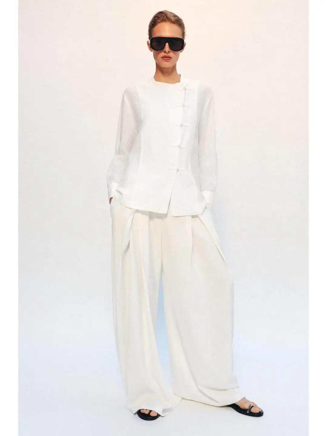Summer Asymmetric Long Sleeve Shirt Rope Knot Closure Casual Style Polyester Fiber Skin-friendly Breathable Women's Blouse
Summer Asymmetric Long Sleeve Shirt Rope Knot Closure Casual Style Polyester Fiber Skin-friendly Breathable Women's Blouse