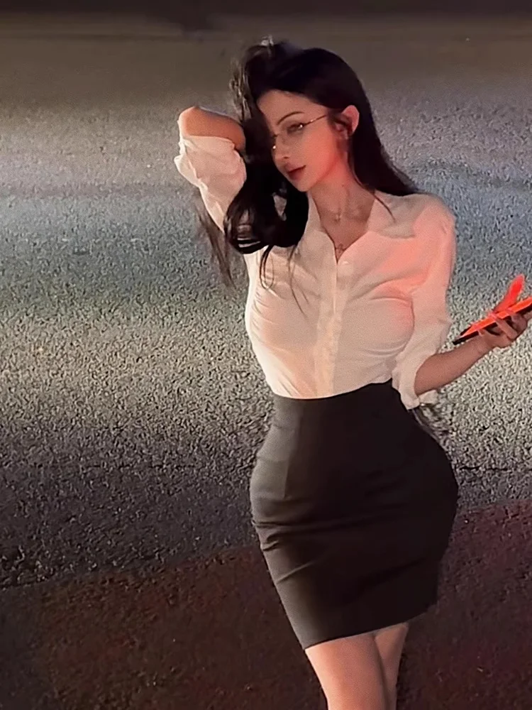 Chic Korean Style Pleated Shirt And Skirt Set Summer Slim Fit Long Sleeve High Waist Bridesmaid Outfit White Casual Workwear
Chic Korean Style Pleated Shirt And Skirt Set Summer Slim Fit Long Sleeve High Waist Bridesmaid Outfit White Casual Workwear