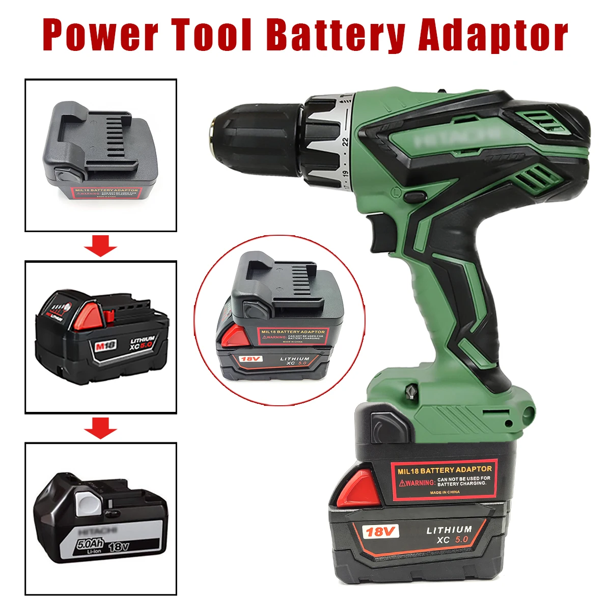Battery Adapter Converter for Milwaukee 18V Lithium-ion Batteries for Hitachi&Hikoki 18V Lithium-ion Battery Power Tools Drills
Battery Adapter Converter for Milwaukee 18V Lithium-ion Batteries for Hitachi&Hikoki 18V Lithium-ion Battery Power Tools Drills