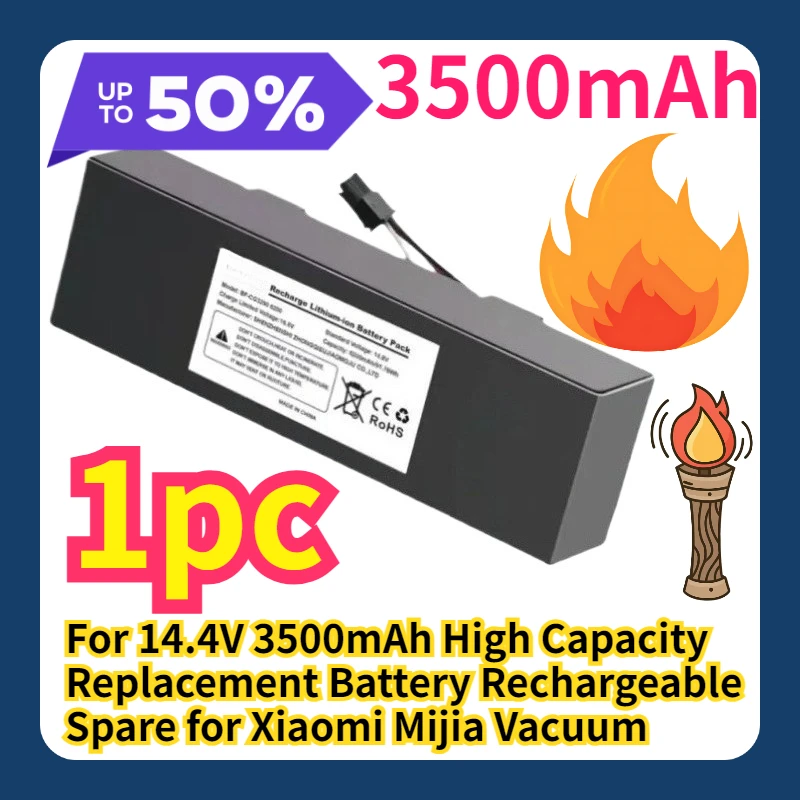 For 14.4V 3500mAh High Capacity Replacement Battery Rechargeable Spare for Xiaomi Mijia Vacuum
For 14.4V 3500mAh High Capacity Replacement Battery Rechargeable Spare for Xiaomi Mijia Vacuum