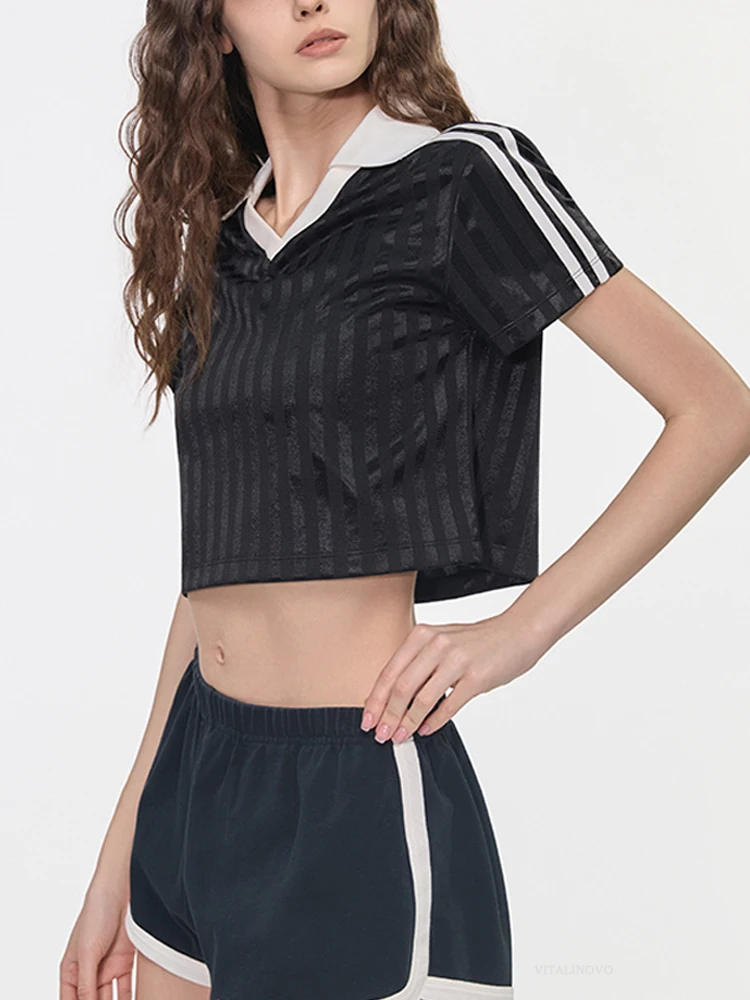 Women Polo V Neck Cropped T-Shirts Quick Dry Athletic Running Gym Workout Jersery Shirts Short Sleeve Summer Basic Tee Crop Tops
Women Polo V Neck Cropped T-Shirts Quick Dry Athletic Running Gym Workout Jersery Shirts Short Sleeve Summer Basic Tee Crop Tops