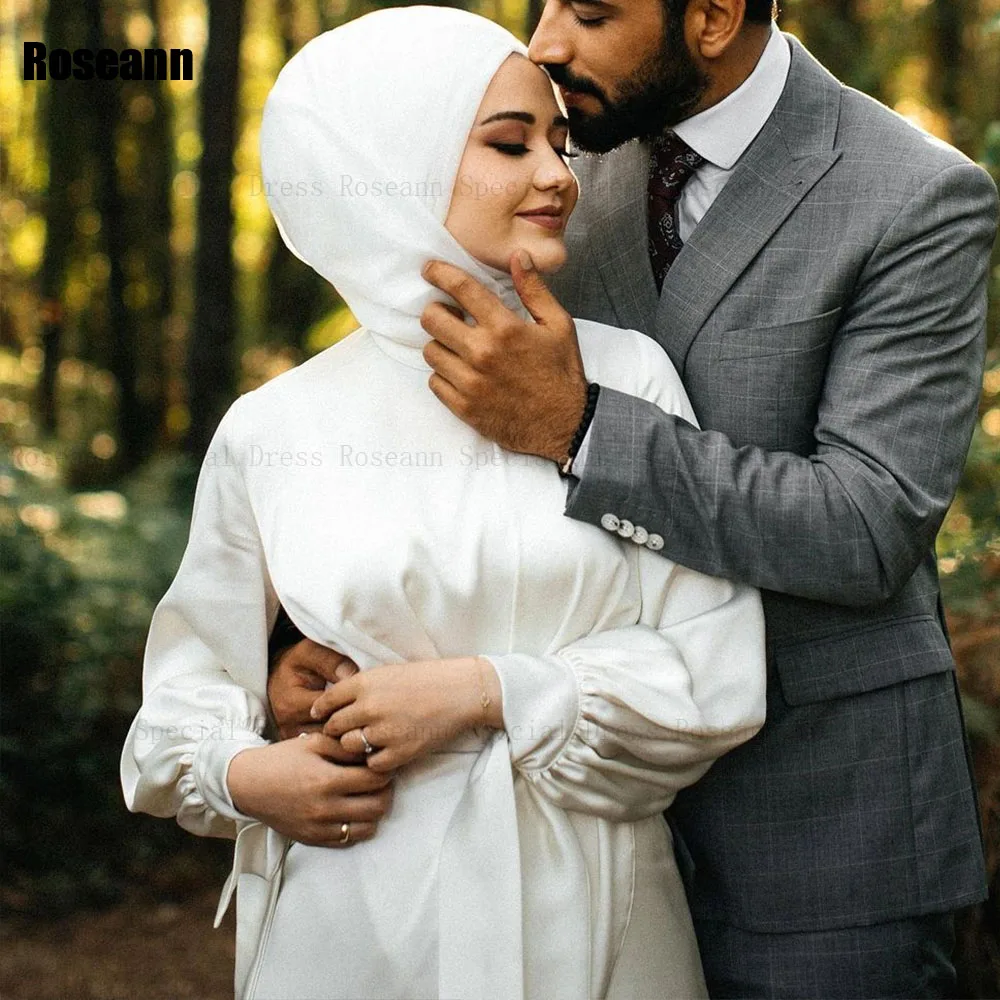 Muslim High Collar 2024 New A-line Wedding Dresses Vertically Ruffle Satin Floor Length Bride Dress Brush Train robe de mariée
Muslim High Collar 2024 New A-line Wedding Dresses Vertically Ruffle Satin Floor Length Bride Dress Brush Train robe de mariée