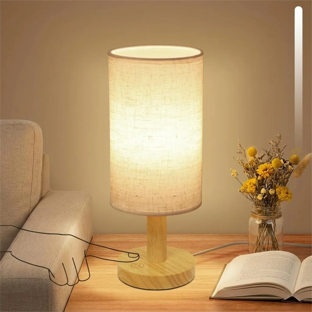 Touch Bedside Table Lamp With Stepless Dimming USB Powered Minimalist Wood Base Linen Shade 2700K Warm Light For Bedroom Nightstand Nursery Dorm Small Spaces 5W LED 50K Hrs No Bulb Replacement
Touch Bedside Table Lamp With Stepless Dimming USB Powered Minimalist Wood Base Linen Shade 2700K Warm Light For Bedroom Nightstand Nursery Dorm Small Spaces 5W LED 50K Hrs No Bulb Replacement