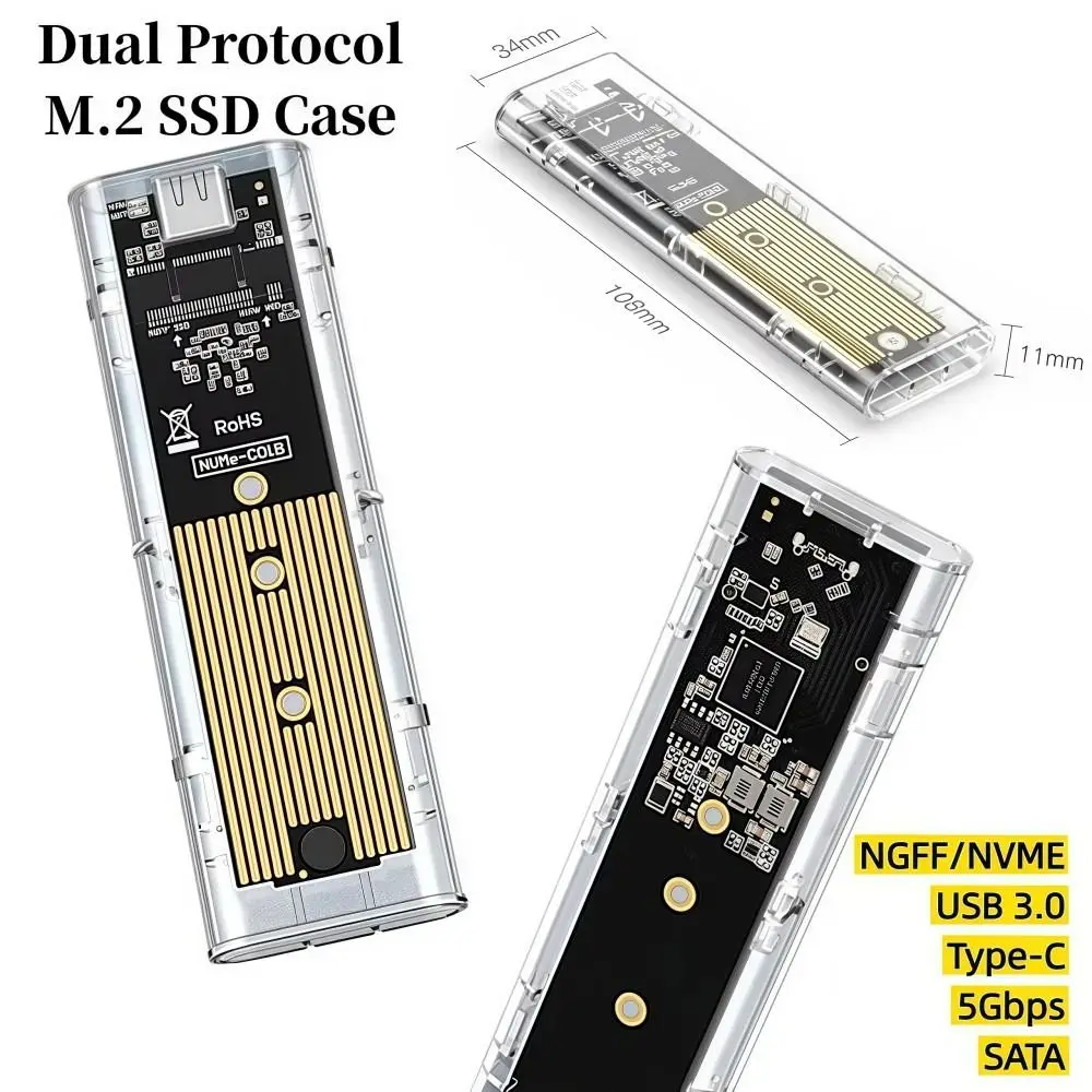High Speed NGFF/NVME M.2 SSD Case SATA Type-C Mobile Hard Disk Case 5Gbps USB3.0 Portable Storage Disk External Storage
High Speed NGFF/NVME M.2 SSD Case SATA Type-C Mobile Hard Disk Case 5Gbps USB3.0 Portable Storage Disk External Storage