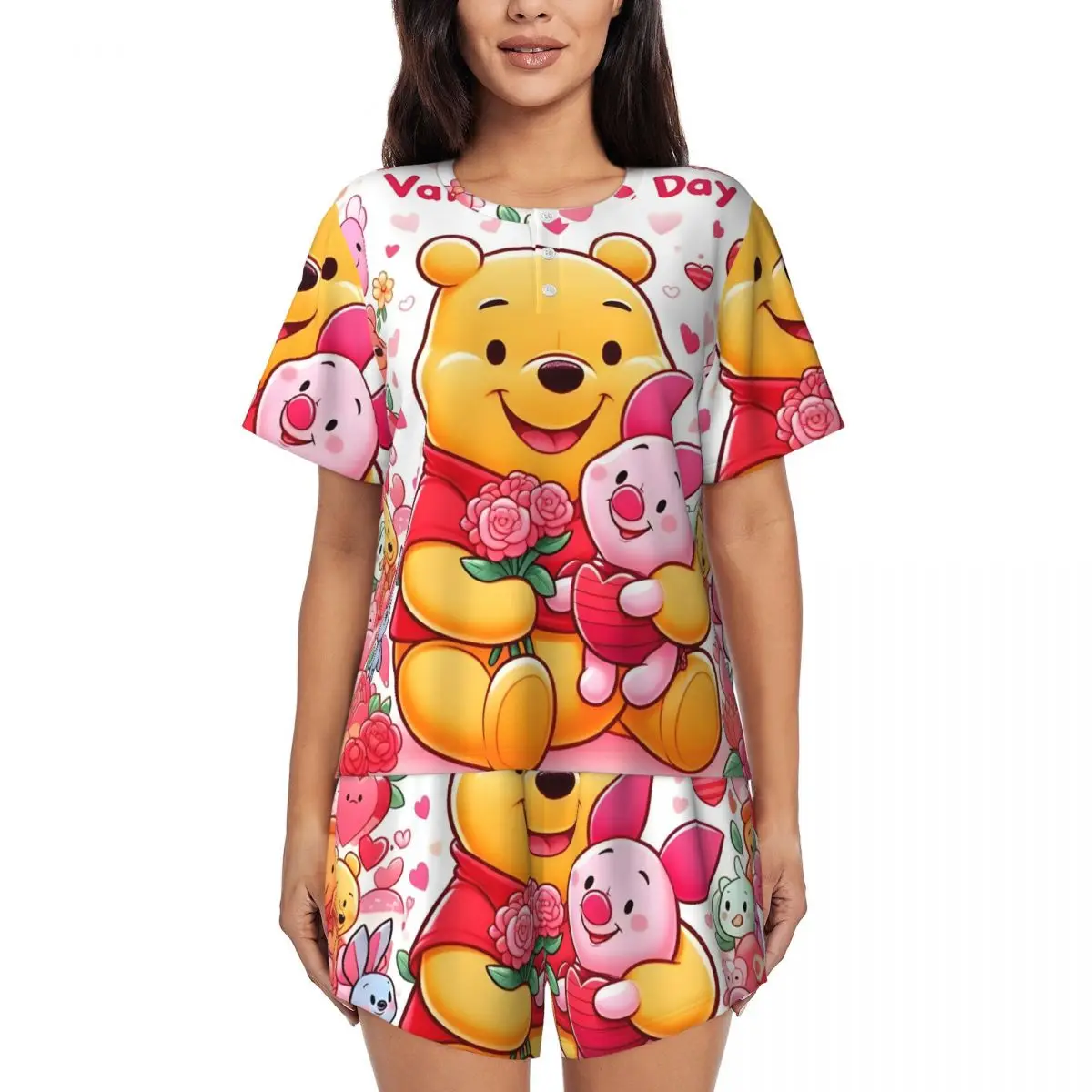 Пижамный комплект Winnie The Pooh, женская одежда для сна с короткими рукавами, домашняя одежда, комплект из 2 предметов, пижамы
Пижамный комплект Winnie The Pooh, женская одежда для сна с короткими рукавами, домашняя одежда, комплект из 2 предметов, пижамы