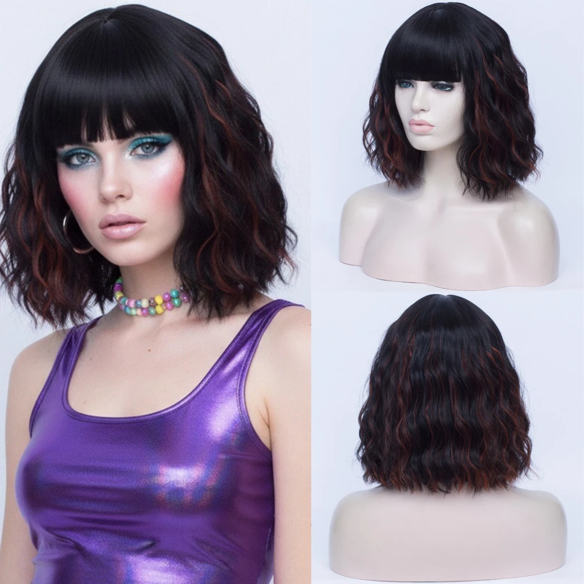 Synthetic Short Wavy Daily Wear Wig Black Brown Heat Resistant for Women’s Cosplay & Halloween Party
Synthetic Short Wavy Daily Wear Wig Black Brown Heat Resistant for Women’s Cosplay & Halloween Party