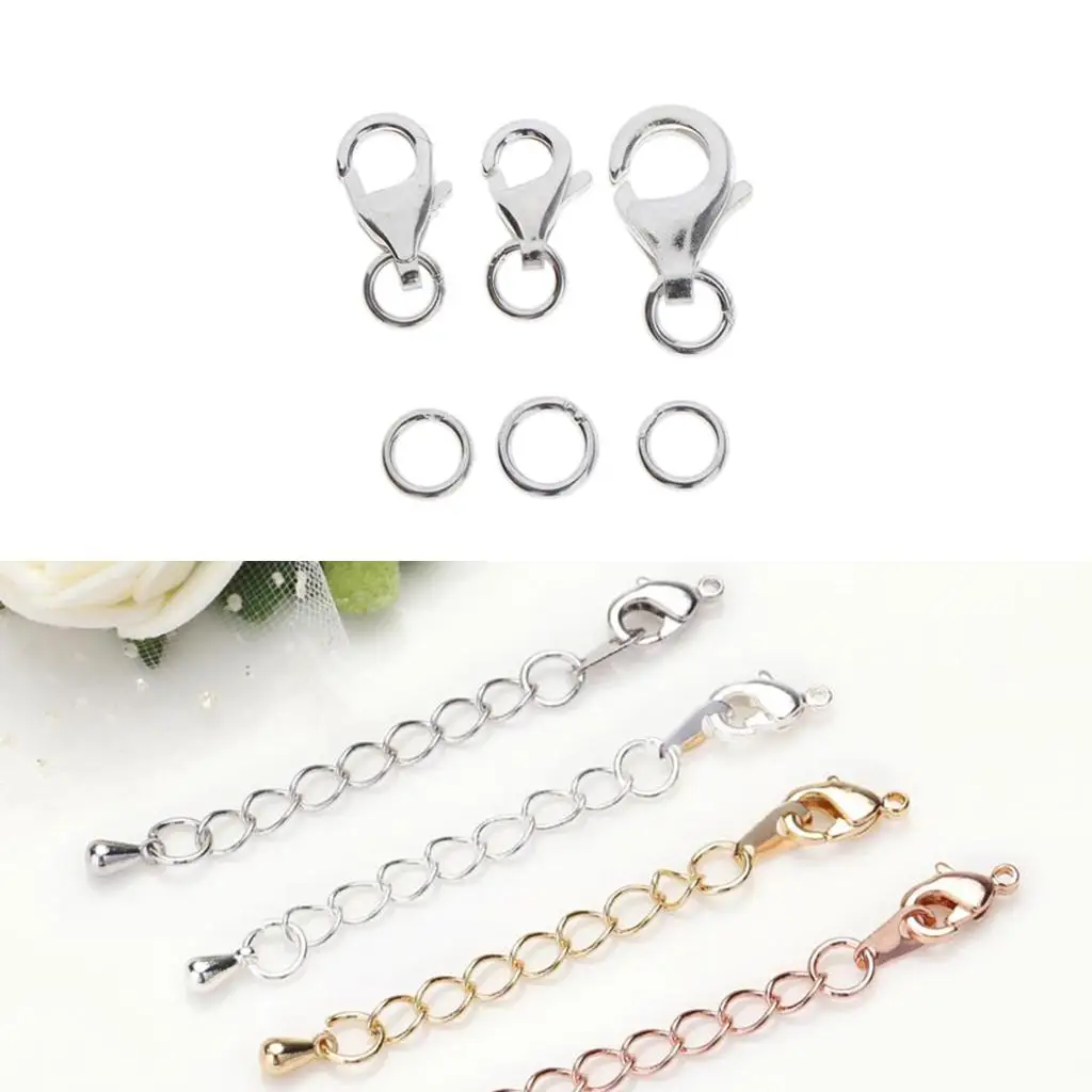 Jewelry Findings Silver Lobster Claw Clasps Keychain Split Key Rings for DIY Jewelry Craft and Accessory Projects