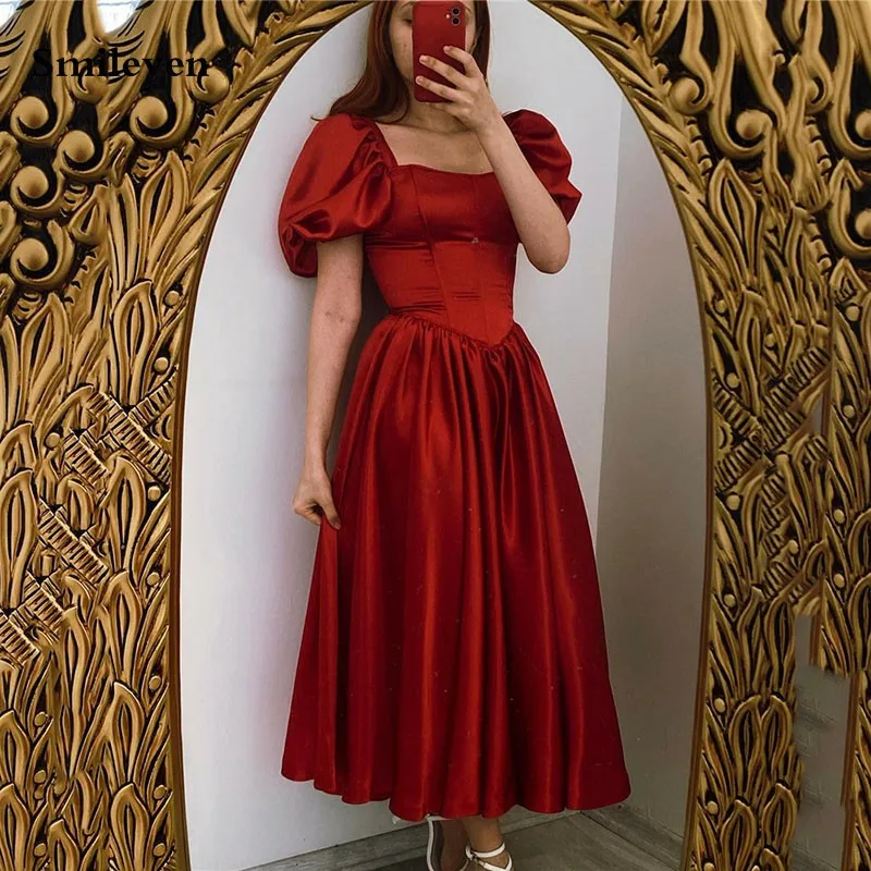 Smileven Red A Line Short Evening Dresses Puff Sleeve Saudi Arabic Prom Dress Ankle Length Occasion Dresses
Smileven Red A Line Short Evening Dresses Puff Sleeve Saudi Arabic Prom Dress Ankle Length Occasion Dresses