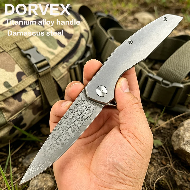 Damascus steel titanium alloy handle folding outdoor sharp high hardness fishing EDC pocket survival knife
Damascus steel titanium alloy handle folding outdoor sharp high hardness fishing EDC pocket survival knife