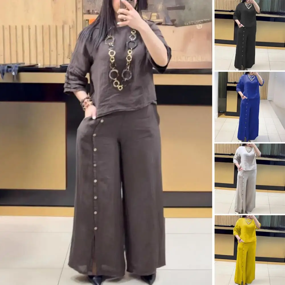 Cotton Linen Blend Outfit Stylish Women's Cotton Linen 2-piece Outfit Set with Short Sleeve Top Wide Leg Pants Lounge for Summer
Cotton Linen Blend Outfit Stylish Women's Cotton Linen 2-piece Outfit Set with Short Sleeve Top Wide Leg Pants Lounge for Summer