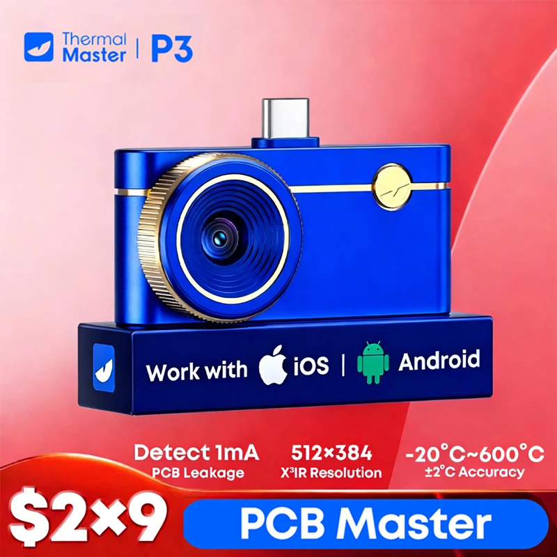iOS&Android P3 Thermal Camera 512×384 Ultra Clear Infrared Thermal Imaging Camera 600℃ with Macro Lens for PCB HVAC Check Tool
iOS&Android P3 Thermal Camera 512×384 Ultra Clear Infrared Thermal Imaging Camera 600℃ with Macro Lens for PCB HVAC Check Tool