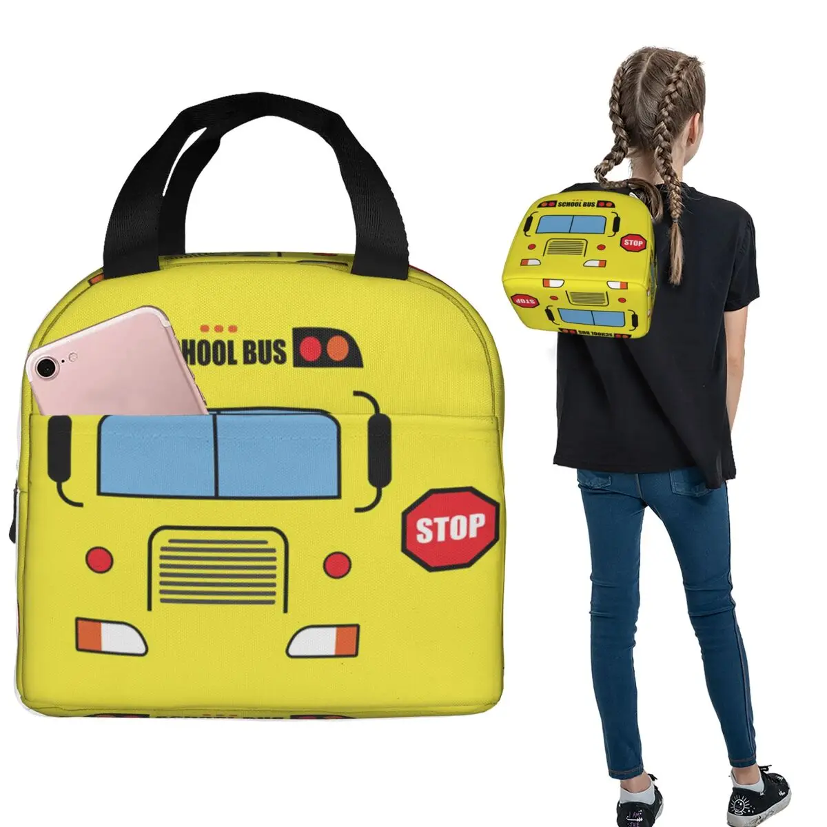 Fun Cartoon School Bus Design Lunch Bags Insulated Bento Box Waterproof Lunch Tote Resuable Picnic Bags for Woman Student Travel
Fun Cartoon School Bus Design Lunch Bags Insulated Bento Box Waterproof Lunch Tote Resuable Picnic Bags for Woman Student Travel
