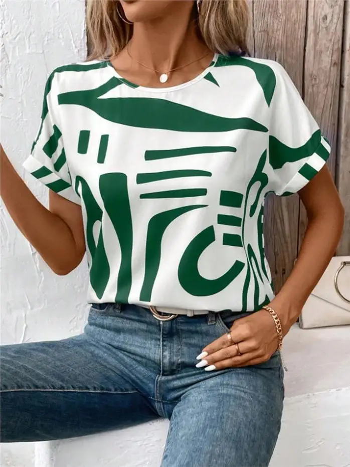 Women's Geometric Print Shirt Summer round Neck Batwing Sleeve Elegant Style Short Cotton Blend Sleeveless Top for Middle-Age...
Women's Geometric Print Shirt Summer round Neck Batwing Sleeve Elegant Style Short Cotton Blend Sleeveless Top for Middle-Age...