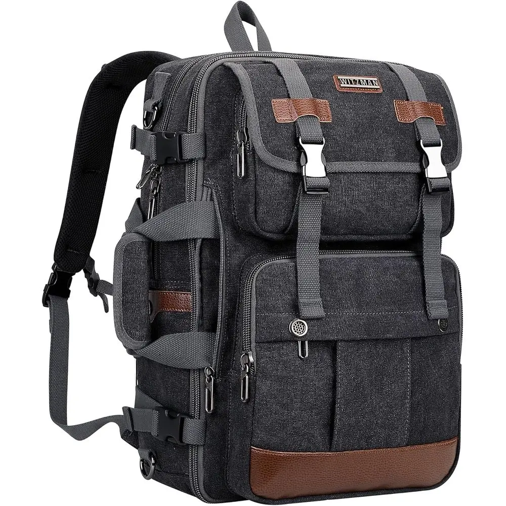 Canvas Travel Backpack: Large 16 Laptop Carry-On Approved Convertible Shoulder Bag - Black
Canvas Travel Backpack: Large 16 Laptop Carry-On Approved Convertible Shoulder Bag - Black