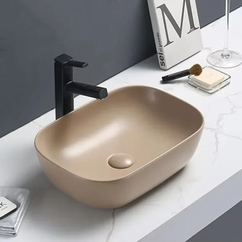 Colorful Matte Khaki Luxury Modern Ceramic Hand Square Wash Basin With Water Cover
Colorful Matte Khaki Luxury Modern Ceramic Hand Square Wash Basin With Water Cover