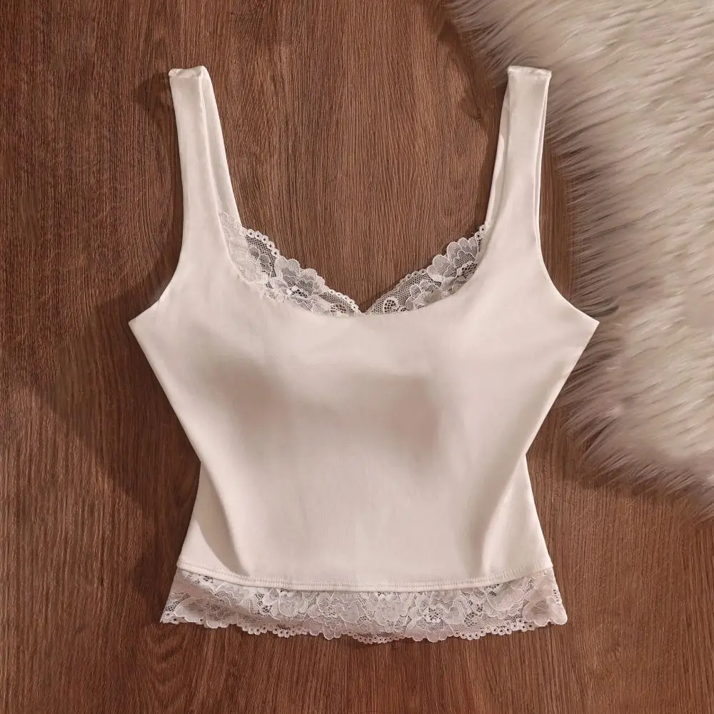 Fashion Sleeveless Slim Lace Crop Top Solid Color V-neck Lace Sling Tank Bottoming Shirt Patchwork Girl's Vest Top Party
Fashion Sleeveless Slim Lace Crop Top Solid Color V-neck Lace Sling Tank Bottoming Shirt Patchwork Girl's Vest Top Party