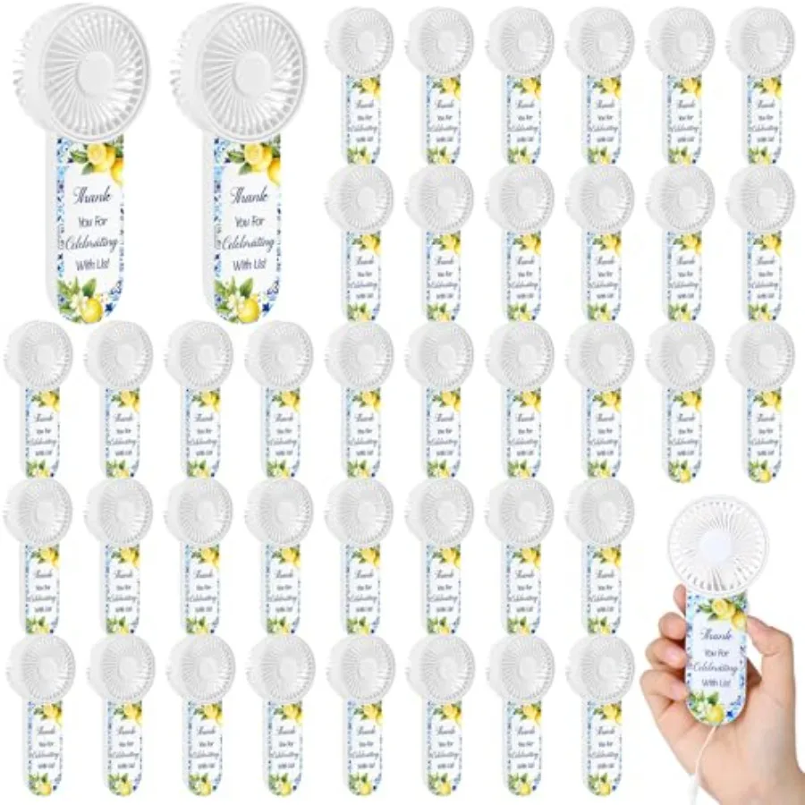 Wedding fans for guests: Capri lemon-themed, plastic, yellow, portable battery-powered electric fans, 50 pcs bulk thank-you gif
Wedding fans for guests: Capri lemon-themed, plastic, yellow, portable battery-powered electric fans, 50 pcs bulk thank-you gif