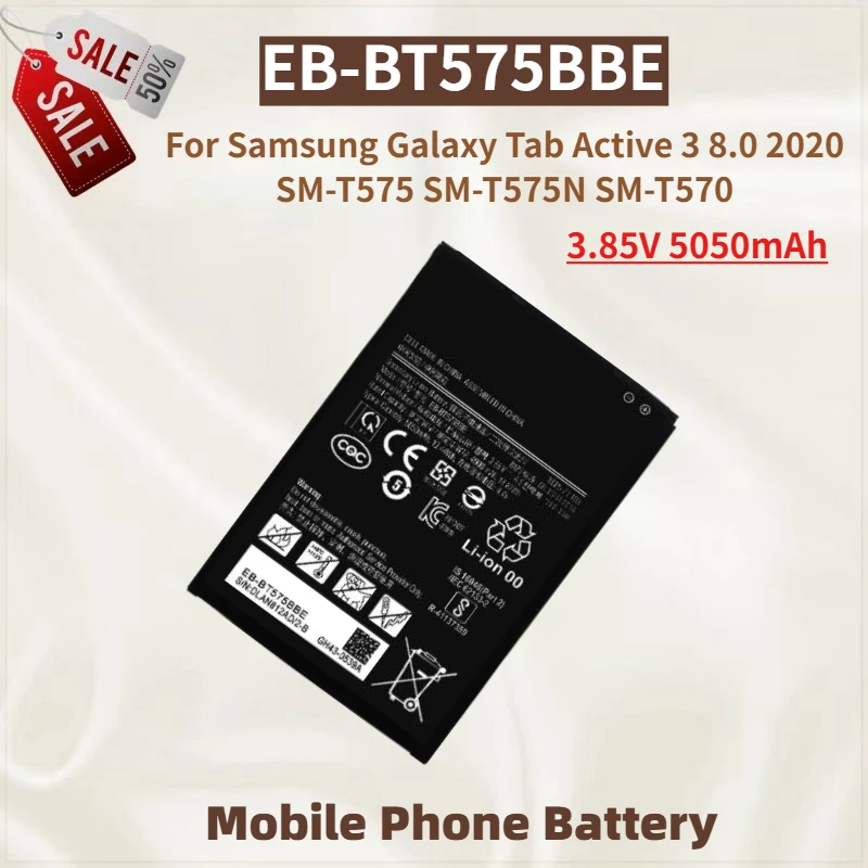 Высококачественный аккумулятор EB-BT575BBE для телефона, 3.85V 5050mAh, для Samsung Galaxy Tab Active 3 8.0 2020 SM-T575 SM-T575N SM-T570, абсолютно новый
Высококачественный аккумулятор EB-BT575BBE для телефона, 3.85V 5050mAh, для Samsung Galaxy Tab Active 3 8.0 2020 SM-T575 SM-T575N SM-T570, абсолютно новый
