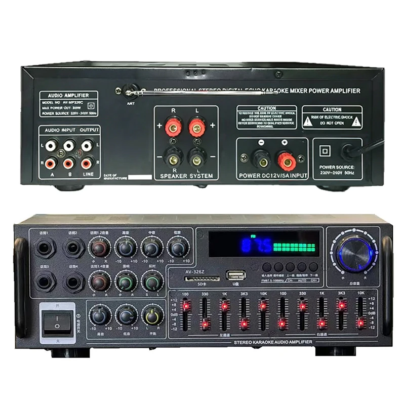 2.0 Channel 800W Bluetooth Audio Power Amplifier 12V 220V AV AMP Speaker KTV Home Theater Karaoke High Power Amplifier
2.0 Channel 800W Bluetooth Audio Power Amplifier 12V 220V AV AMP Speaker KTV Home Theater Karaoke High Power Amplifier