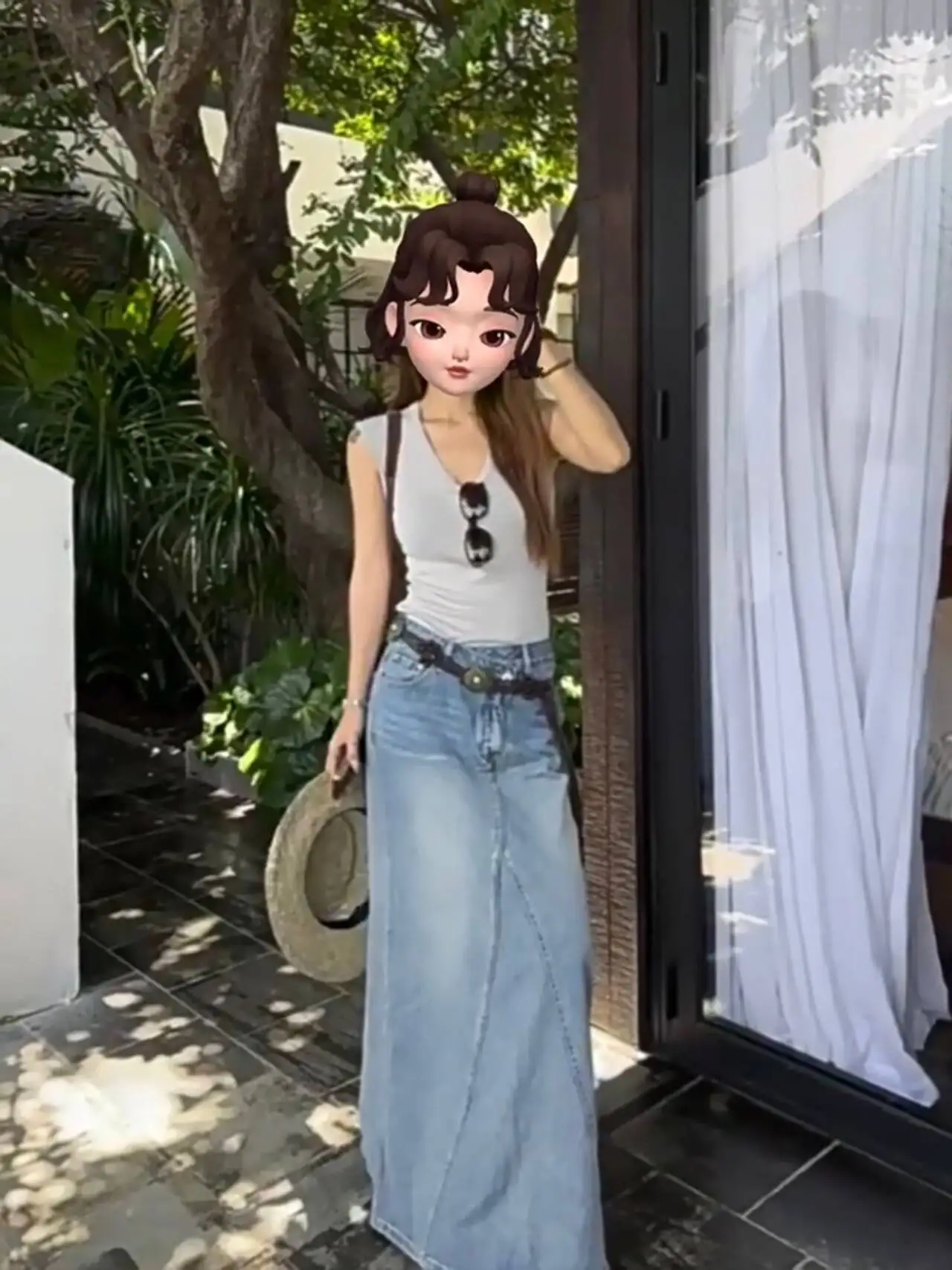 High Waist Waed Blue Denim A-Line Skirt with Slit Miss Gong Loose Fitting Slimming f-length Skirts for Casual Wear
High Waist Waed Blue Denim A-Line Skirt with Slit Miss Gong Loose Fitting Slimming f-length Skirts for Casual Wear