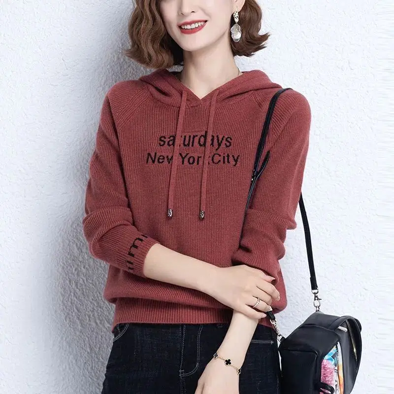 Women's Clothing Autumn Winter Casual Hooded Sweatshirts Letter Drawstring Stylish Korean Loose Knitted Solid Color Pullovers
Women's Clothing Autumn Winter Casual Hooded Sweatshirts Letter Drawstring Stylish Korean Loose Knitted Solid Color Pullovers