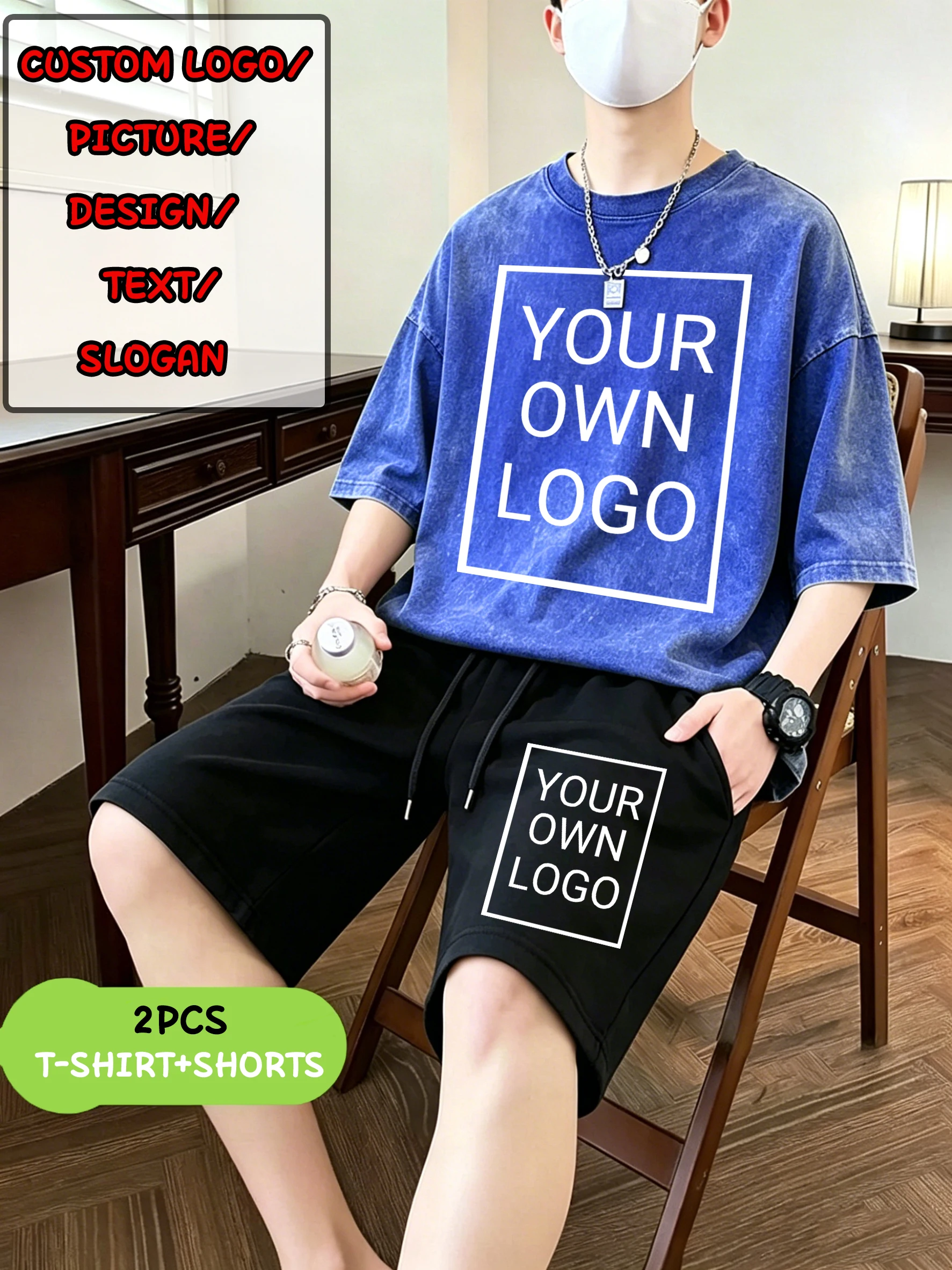 Customized Your Logo Pattern Design Men's Washed T-Shirt Suit O-Neck Cotton T-Shirt Drawstring Summer Short Pants Pocket Pant
Customized Your Logo Pattern Design Men's Washed T-Shirt Suit O-Neck Cotton T-Shirt Drawstring Summer Short Pants Pocket Pant