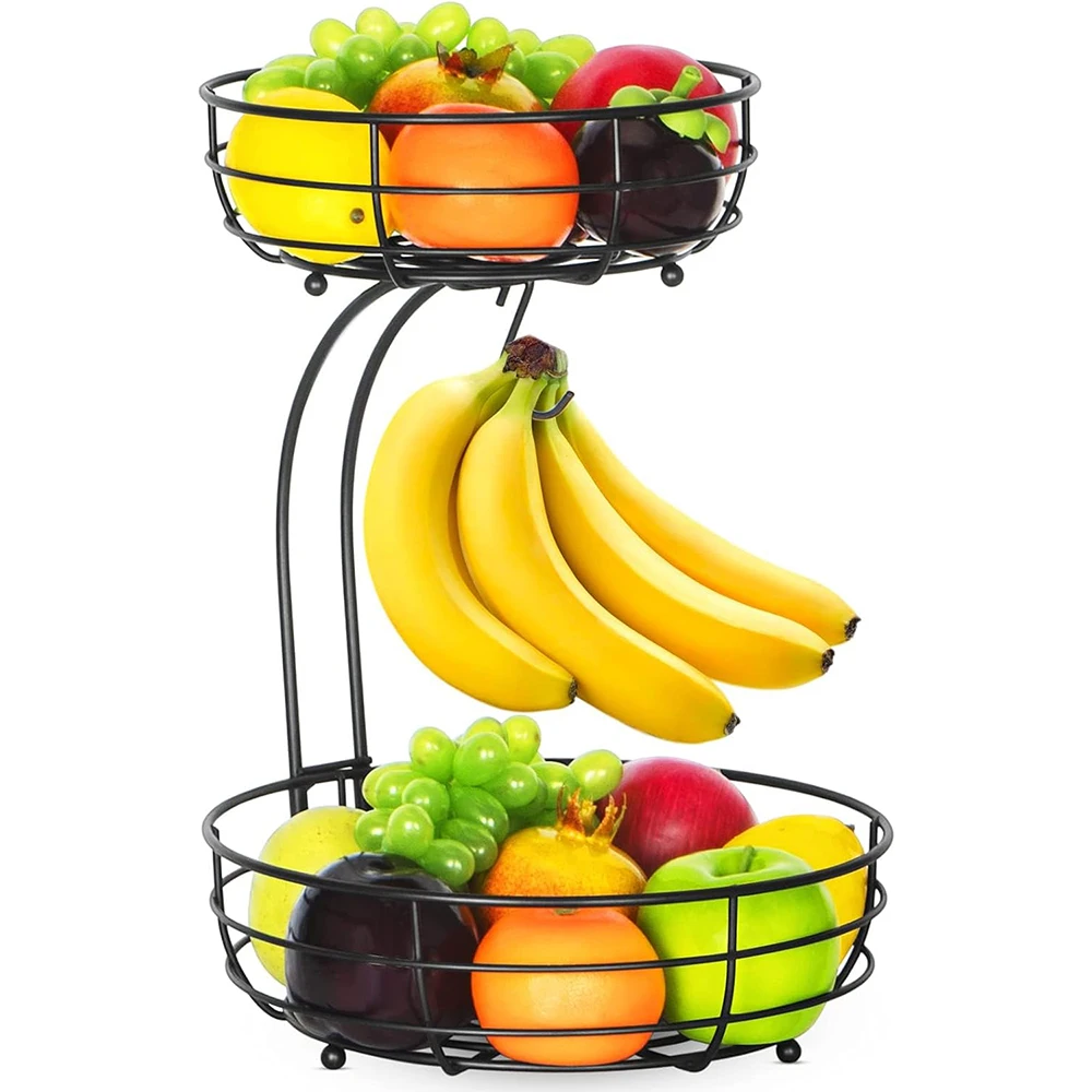 LMETJMA 2-Tier Countertop Fruit Basket Bowl with Banana Hanger Kitchen Metal Wire Fruits Stand Holder Storage Organizer JJ1490
LMETJMA 2-Tier Countertop Fruit Basket Bowl with Banana Hanger Kitchen Metal Wire Fruits Stand Holder Storage Organizer JJ1490