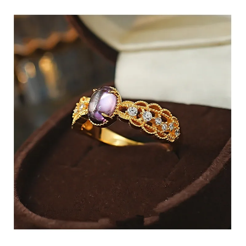 Egg Surface Purple Diamond Brushed Hollow Ring Inlaid with High Carbon Diamonds Light Luxury Niche Design Medium Antique Tempera
Egg Surface Purple Diamond Brushed Hollow Ring Inlaid with High Carbon Diamonds Light Luxury Niche Design Medium Antique Tempera