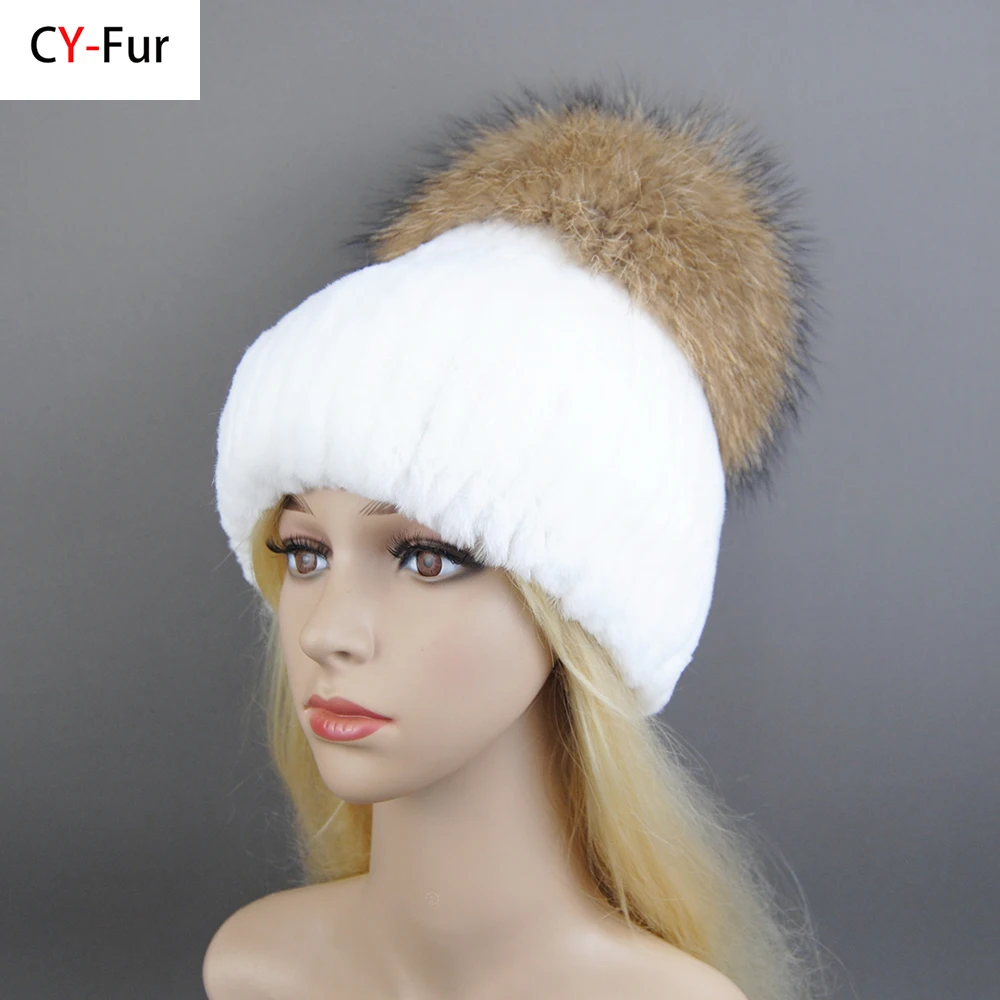 New Winter Warm Real Rex Rabbit Fur Hats Beanies 100% Natural Fur Caps Fashion Knitted Genuine Fur Hat With Raccoon Fur Ball
New Winter Warm Real Rex Rabbit Fur Hats Beanies 100% Natural Fur Caps Fashion Knitted Genuine Fur Hat With Raccoon Fur Ball