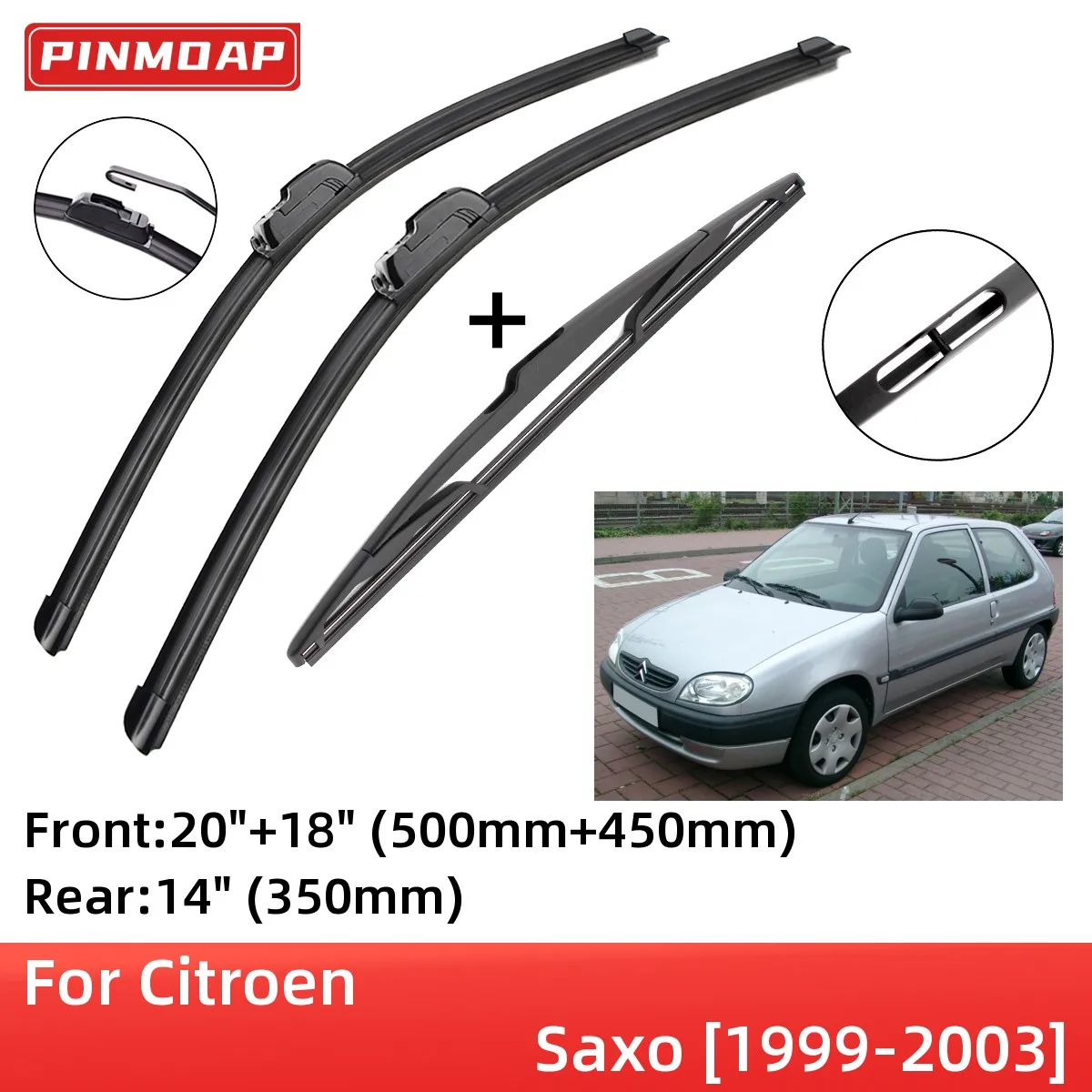 For Citroen Saxo 1999-2003 Front Rear Wiper Blades Brushes Cutter Accessories J Hook 1999 2000 2001 2002 2003
For Citroen Saxo 1999-2003 Front Rear Wiper Blades Brushes Cutter Accessories J Hook 1999 2000 2001 2002 2003
