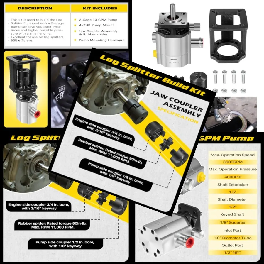 Log splitter build kit for DIY projects: steel construction black finish includes 13 GPM pump coupler mount bolts fits Huskee/S
Log splitter build kit for DIY projects: steel construction black finish includes 13 GPM pump coupler mount bolts fits Huskee/S