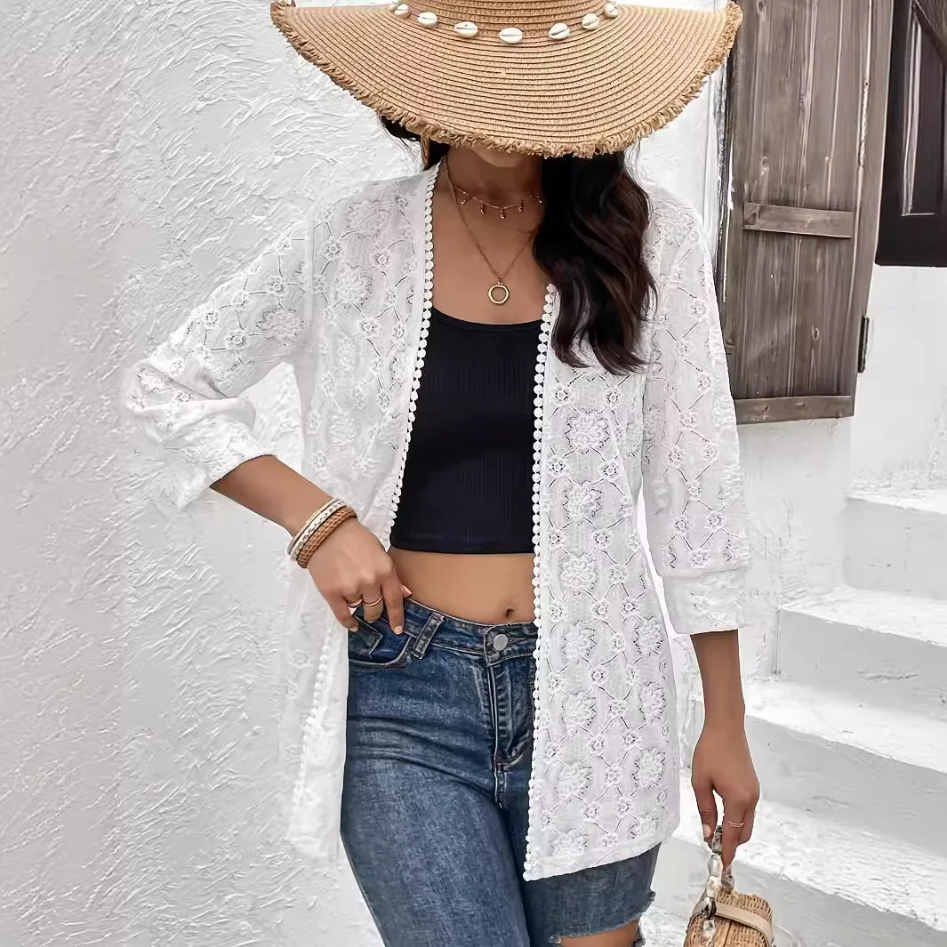 Women's Chic Floral Lace Kimono Cardigan Long Sleeve Open Front Lightweight Breathable Comfortable Casual Beach Wear Trendy Coat
Women's Chic Floral Lace Kimono Cardigan Long Sleeve Open Front Lightweight Breathable Comfortable Casual Beach Wear Trendy Coat