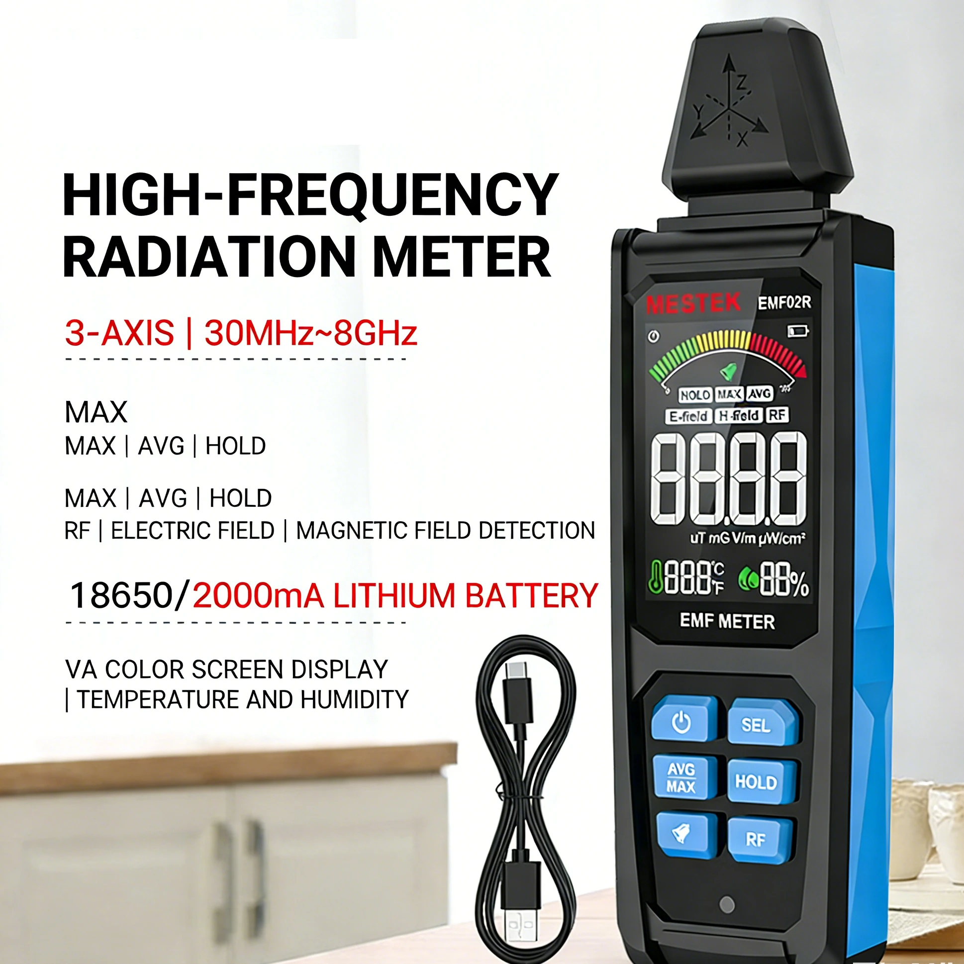Electromagnetic Radiation Detector High Voltage Line Magnetic Field Tester RF E-field H-field Intensity Meter
Electromagnetic Radiation Detector High Voltage Line Magnetic Field Tester RF E-field H-field Intensity Meter