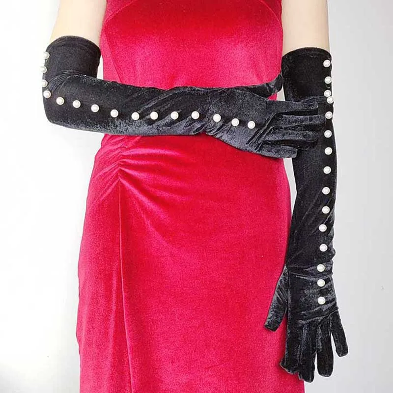 Ретро золотые шелковые бархатные длинные перчатки с жемчужной детализацией для женщин, сексуальные черные велюровые вечерние аксессуары для выпускного вечера, вечера, косплея
Ретро золотые шелковые бархатные длинные перчатки с жемчужной детализацией для женщин, сексуальные черные велюровые вечерние аксессуары для выпускного вечера, вечера, косплея