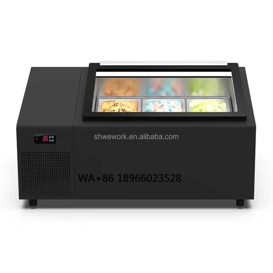 Countertop Gelato Ice Cream Display Case Mini Hard Ice Cream Freezer Cabinet Italian Gelato Showcase
Countertop Gelato Ice Cream Display Case Mini Hard Ice Cream Freezer Cabinet Italian Gelato Showcase