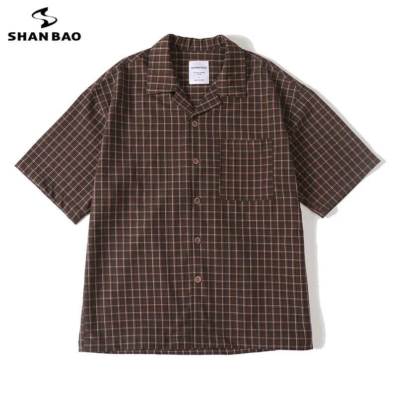 SHAN BAO 2026 summer brand high street baggy men's loose short-sleeved Plaid Shirt Y2K city boy retro shirt
SHAN BAO 2026 summer brand high street baggy men's loose short-sleeved Plaid Shirt Y2K city boy retro shirt